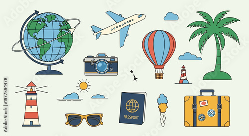 Travel icons and symbols collection.