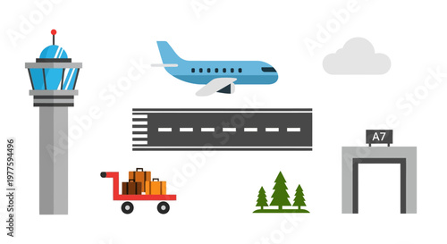 Airplane Taking Off From Airport Gate.