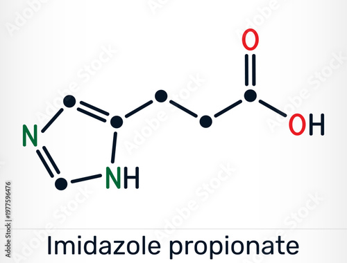Imidazole propionate, ImP, 5-imidazolepropionic acid molecule. Bacterial metabolite of histidine and neurotoxin linked to gut microbiota and insulin resistance.