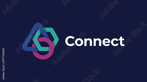A sleek logo design featuring interlocking geometric shapes to convey the theme of connection, representing modernity and collaboration within the digital age.