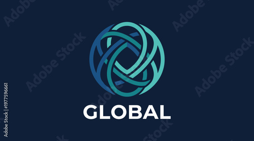 A striking graphic of a global network design, symbolizing interconnectivity across the world, with overlapping lines and a circle representing unity and globalization.