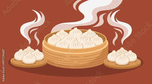 This image features a bamboo steamer filled with steaming dumplings, representing culinary tradition and the joy of sharing delicious food from various cultures.