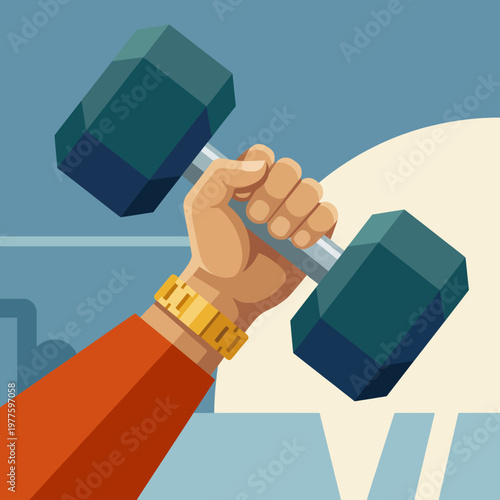 A striking image of an arm lifting a dumbbell, symbolizing strength and determination in fitness, ideal for health and wellness themes and promoting an active lifestyle.