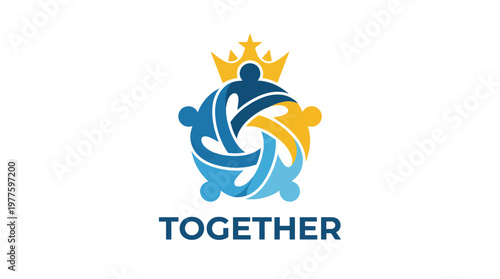 This logo represents unity and collaboration among communities, featuring interconnected figures in blue and yellow shades, symbolizing togetherness and engagement.