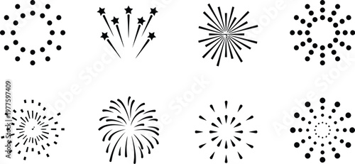 Schilderij op canvas Fire works icon set
