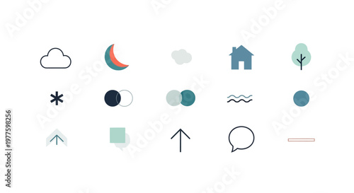 Icon Set Of Minimalist Weather And Utility Symbols.