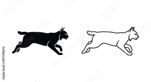 Lynx vs Wildcat Running Silhouettes Comparison Guide Vector
