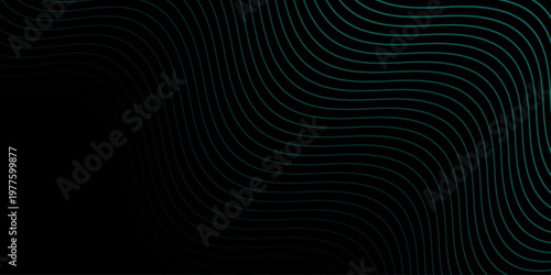 Abstract dark turquoise wave background with flowing lines and copy space, minimal modern design