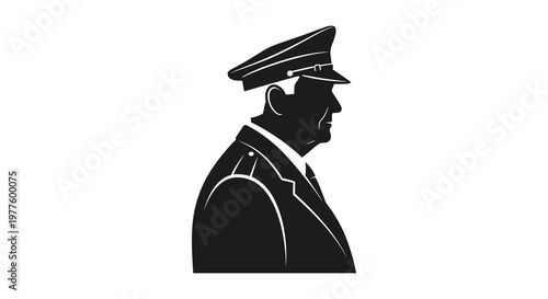 A distinguished man in uniform depicted in striking black silhouette