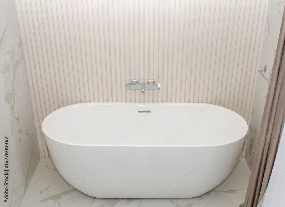 Fototapeta premium White bathroom with modern fixtures