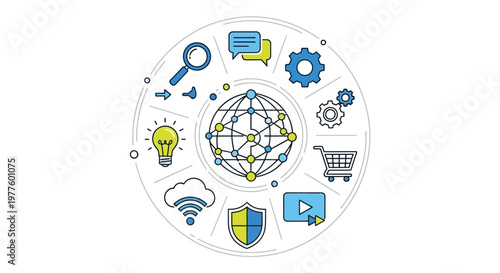 Global Network Technology Concept Illustration Circle.