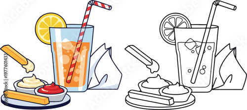 french fry vector illustration hand drawn clipart and lineart