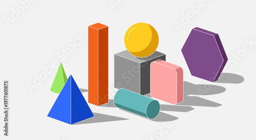 Geometric Abstract Shapes in Colorful Arrangement.
