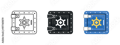 Data protection concept visualized as a secure vault door with central locking wheel and reinforced frame clearly visible, then
