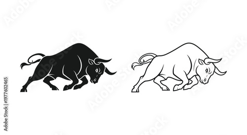 Black and White Bull Symbolism: Powerful Bull Imagery Vector