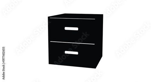 Simple black cabinet with two drawers a stark graphic silhouette