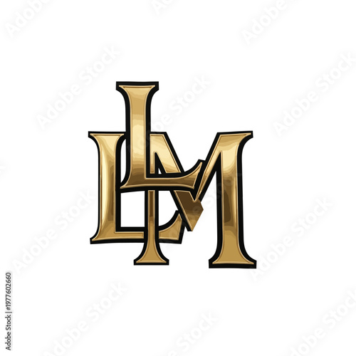 Elegant Golden LM Monogram Logo Design.