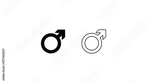 male gender symbol icons set with solid and outline styles minimal flat design masculinity sign isolated on light background vector