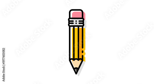 Colorful illustration of a yellow pencil with pink eraser