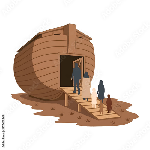 Noah and his family enter the ark