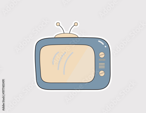 Television vector illustration. Cartoon icon of a classic blue-cased TV, for a vintage-themed website or game