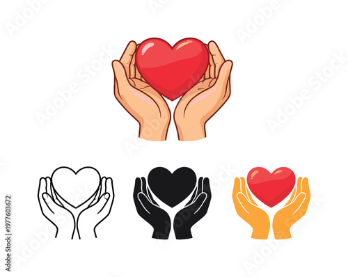 Teaching context depicted as two open hands gently holding a heart shape, front-facing and uncluttered to communicate care and