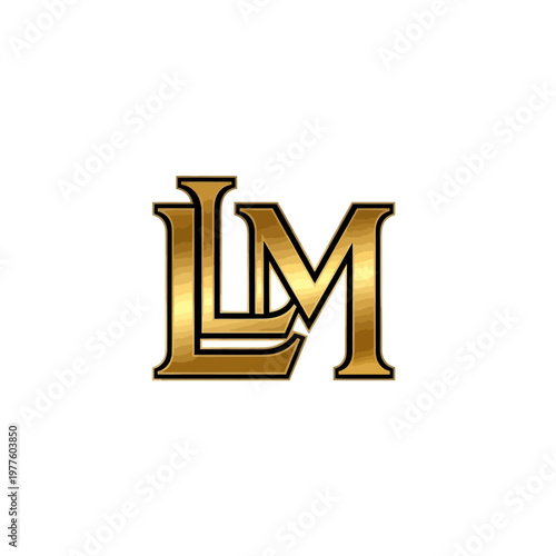 Elegant Golden LM Monogram Logo Design.