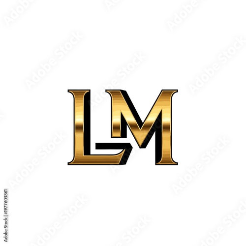 Elegant Golden LM Monogram Logo Design.