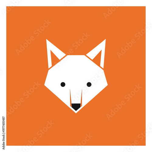 Geometric White Fox Head Minimalist Design.
