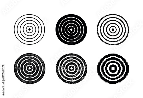 Round target bullseye with concentric circles and central aim point, used for archery darts and accuracy practice | Create ONE