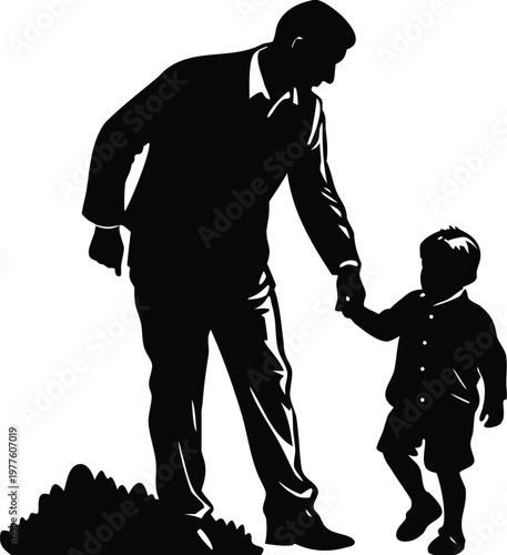 Black and white of a father teaching his young son to play baseball with proper swinging technique