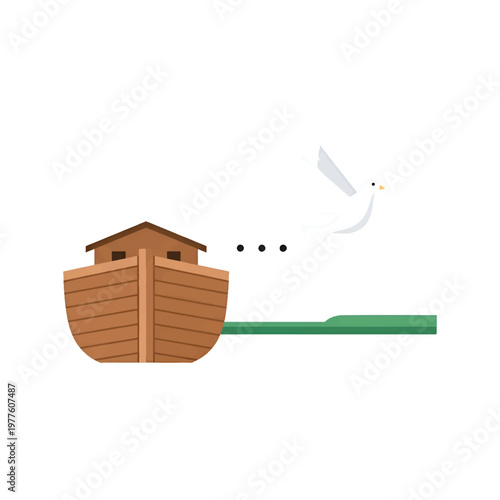 Minimalist Fishing Boat Flat Vector Illustration