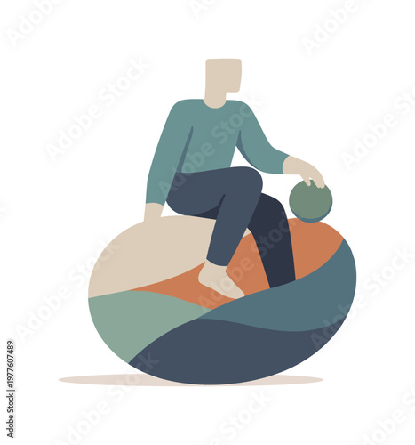 Understanding complexity consolidates as one dominant abstract form gently anchors multiple layers of meaning. Stylized editorial