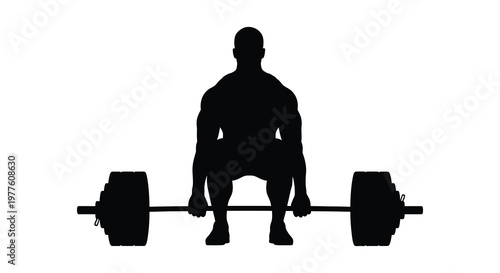 A muscular man performing a deadlift exercise shown in black silhouette