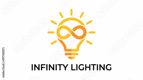 An innovative logo design for Infinity Lighting features a light bulb combined with an infinity symbol, representing endless possibilities in lighting solutions.