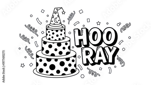 Birthday Cake with Party Hat.