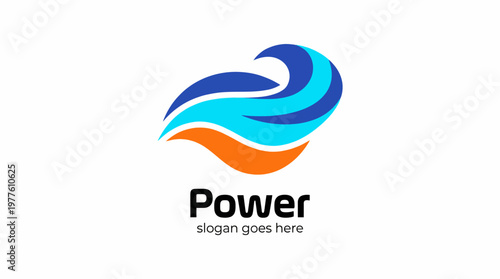 A modern logo design showcasing dynamic fluid elements in vibrant colors, representing a powerful brand identity with a contemporary appeal.