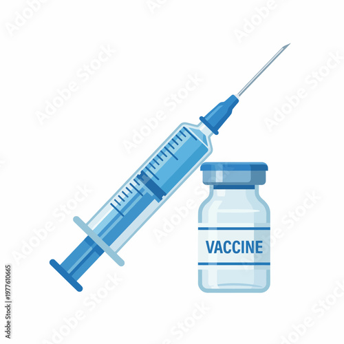 An illustrative representation of a syringe beside a vaccine vial emphasizes the significant role of vaccinations in public health and disease prevention.