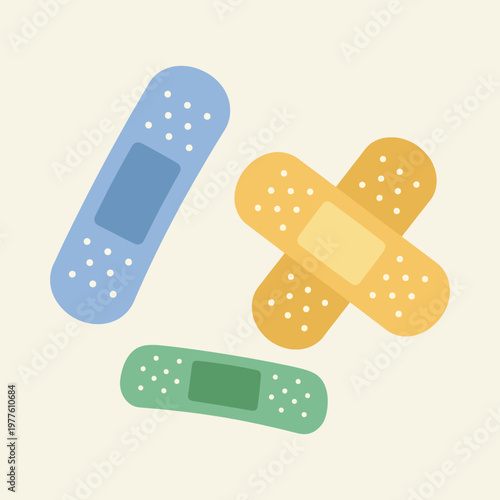 This vibrant image features assorted bandages in different colors, illustrating the importance of simple first aid solutions for minor injuries and care needs.