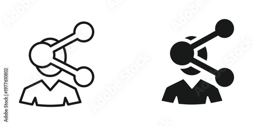 Contrast between a light and dark abstract figure with networked brain connections