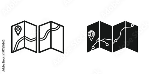 Comparative visualization of traditional and modern map designs in tri-fold format
