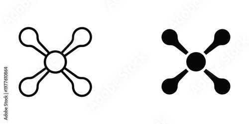 Comparison of filled and unfilled abstract geometric molecular structures with five arms