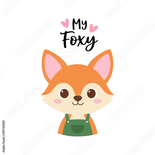 A charming illustration of a fox character accompanied by the text 'My Foxy', representing cuteness and affection in a playful and colorful style.