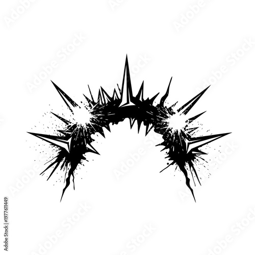 Black thorny crown with sharp spikes and splatter effect