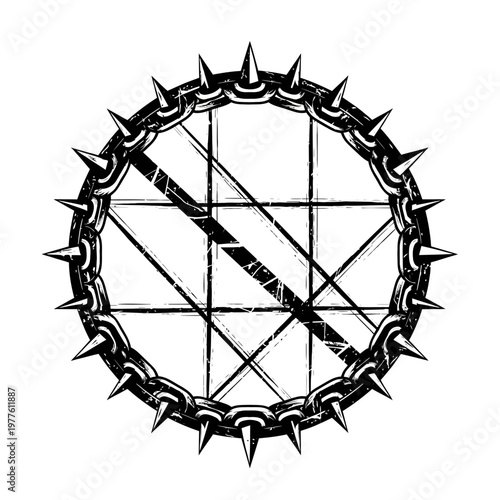 Spiked Circle Emblem with Crossbars
