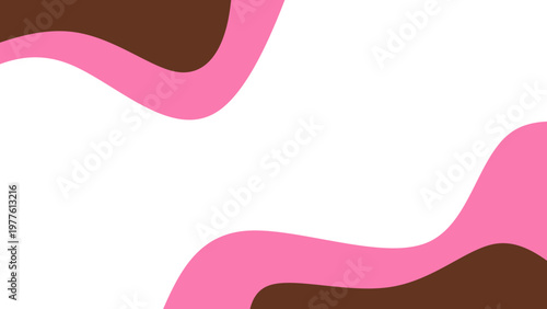 Sweet melting chocolate and pink strawberry icing glaze background. Melted syrup or dripping liquid sauce. Minimalist sweet chocolate and strawberry pink background. Minimalist wavy background.