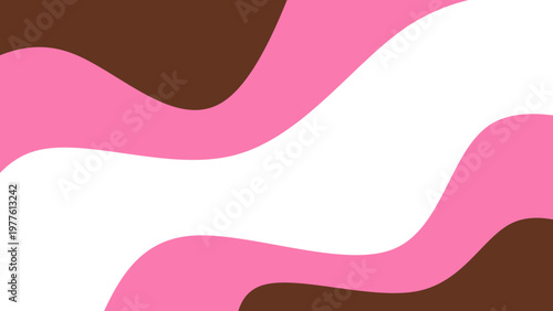 Sweet melting chocolate and pink strawberry icing glaze background. Melted syrup or dripping liquid sauce. Minimalist sweet chocolate and strawberry pink background. Minimalist wavy background.