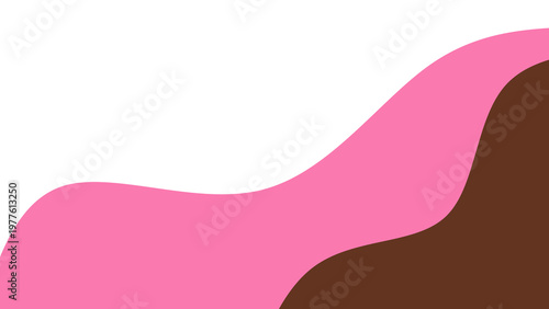 Sweet melting chocolate and pink strawberry icing glaze background. Melted syrup or dripping liquid sauce. Minimalist sweet chocolate and strawberry pink background. Minimalist wavy background.
