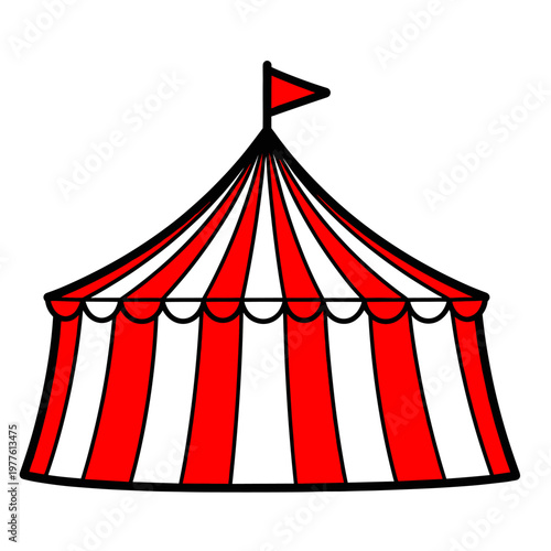 Red and white striped circus tent illustration