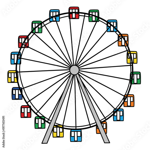 Ferris wheel carnival ride vector illustration